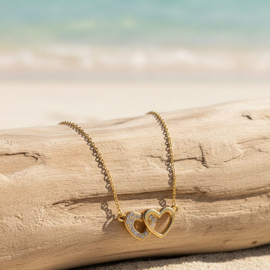 Double Heart Gold Necklace 💛
