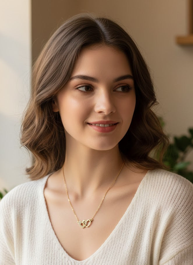 Double Heart Gold Necklace 💛